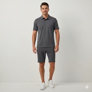 Oakley Men's Polo Shirt M Gray Space Dye Golf Performance Short Sleeve Active